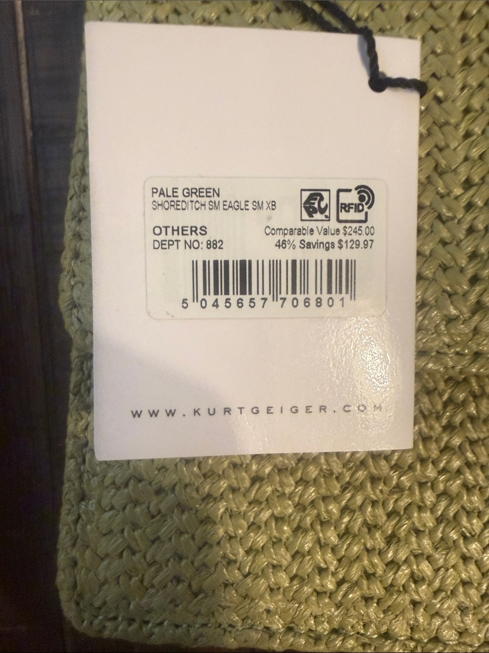 Kurt Geiger Pale Green Small Shoreditch Woven Crossbody Bag - Picture 2 of 10